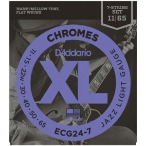 D'ADDARIO ECG24-7 Chromes Flat Wound 7-String Jazz Light 11-65