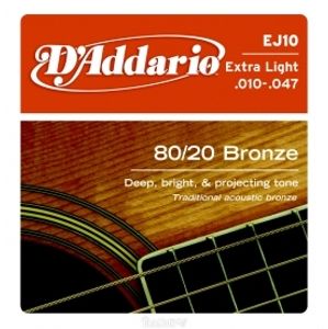 D'ADDARIO EJ10 80/20 Bronze Extra Light - .010 - .047
