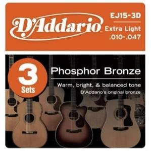 D'ADDARIO EJ15-3D Phosphor Bronze Extra Light - .010 - .047