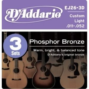D'ADDARIO EJ26-3D Phosphor Bronze Custom Light - .011 - .052 - 3ks
