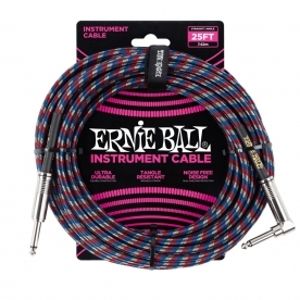 ERNIE BALL P06063 Braided Cable 25 SA Black Red Blue White