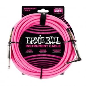 ERNIE BALL P06065 Braided Cable 25 SA Neon Pink