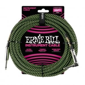 ERNIE BALL P06066 Braided Cable 25 SA Black Green