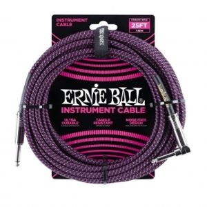 ERNIE BALL P06068 Braided Cable 25 SA Black Purple