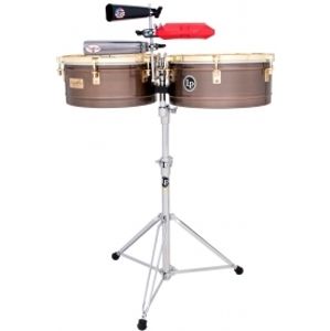 LATIN PERCUSSION LP257-KP Karl Perazzo Signature Series Timbales Antique Bronze with Gold Hardware