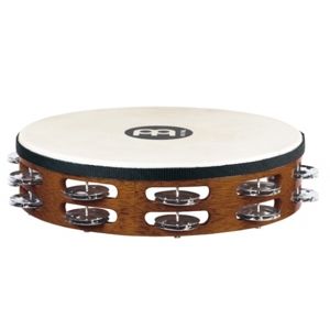 MEINL TAH2AB Traditional Goat-Skin Wood Tambourine 2 Rows Steel - African Brown
