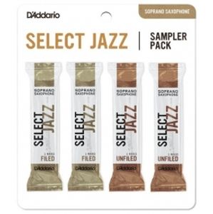 RICO DSJ-I2M Select Jazz Reed Sampler Pack - Soprano Saxophone 2M/2H - 4-Pack