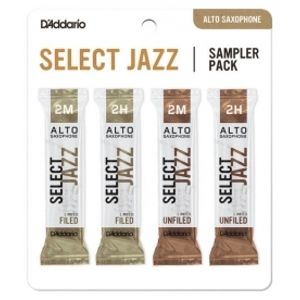 RICO DSJ-J2M Select Jazz Reed Sampler Pack - Alto Saxophone 2M/2H - 4-Pack