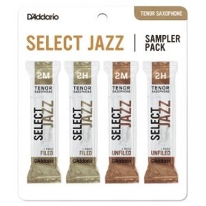 RICO DSJ-K2M Select Jazz Reed Sampler Pack - Tenor Saxophone 2M/2H - 4-Pack