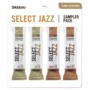 RICO DSJ-K3S Select Jazz Reed Sampler Pack - Tenor Saxophone 3S/3M - 4-Pack