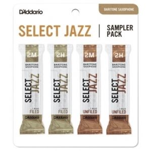 RICO DSJ-L2M Select Jazz Reed Sampler Pack - Baritone Saxophone 2M/2H - 4-Pack